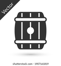 Icono de barril de madera gris aislado en fondo blanco. Barril de alcohol, recipiente de bebidas, barril de madera para cerveza, whisky, vino. Vector.