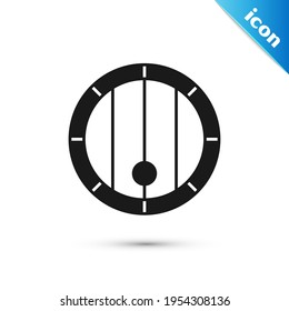 Grey Wooden barrel icon isolated on white background. Alcohol barrel, drink container, wooden keg for beer, whiskey, wine.  Vector