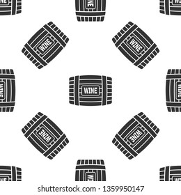 Grey Wooden barrel for wine icon isolated seamless pattern on white background. Vector Illustration