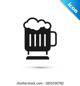 Grey Wooden beer mug icon isolated on white background.  Vector