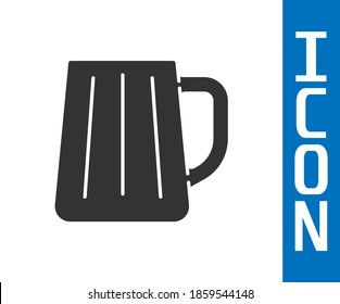 Grey Wooden beer mug icon isolated on white background.  Vector