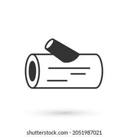 Grey Wooden log icon isolated on white background. Stack of firewood.  Vector