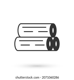 Grey Wooden log icon isolated on white background. Stack of firewood.  Vector