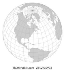 Mapa de mundo cinza com exibição de linha de grade do espaço sideral. Ilustração de mapa vetorial.