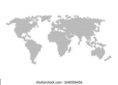 Grey world map with hexagons vector illustration flat design