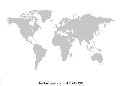 Ilustración de mapa del mundo gris sobre fondo blanco