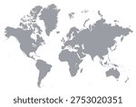Grey World map isolated on a white background. Vector illustration