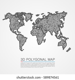 Grey world map isolated on white background. Vector illustration