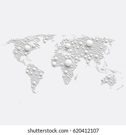 Grey world map made by balls, vector illustration