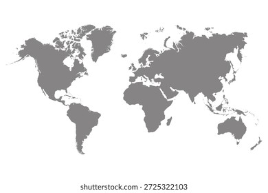 Gris Mapa del mundo Pacific Centrado