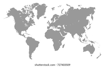 Grey world map template isolated on white background. Vector illustation