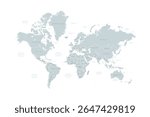 Grey World map. Ultra detailed political map with country names. Flat vector illustration.