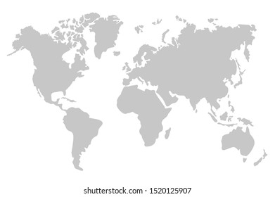 Grey World Map. Vector Illustration.
