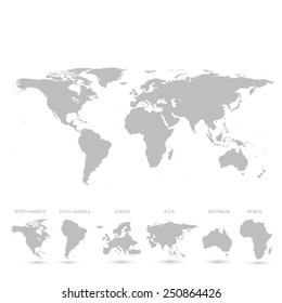 Grey World Map vector Illustration