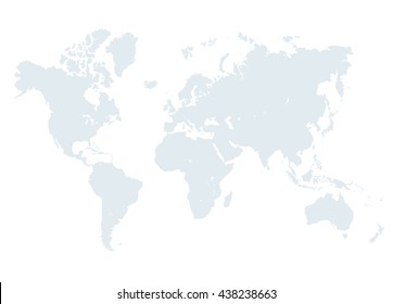 Grey World Map Vector Illustration. Empty template without country names text. Isolated on white background