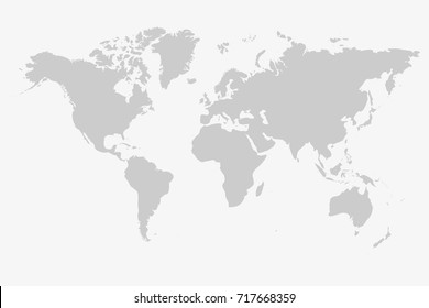 Grey World map vector isolated on white background, graph worldmap template. Globe illustration.