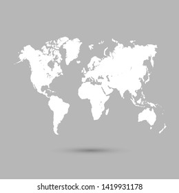 Grey world map vector modern