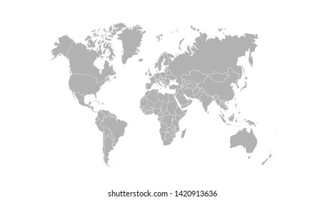 Grey world map vector modern