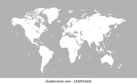 Grey world map vector modern