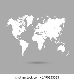 Grey world map vector modern