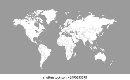 Grey world map vector modern