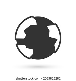 Grey Worldwide icon isolated on white background. Pin on globe.  Vector