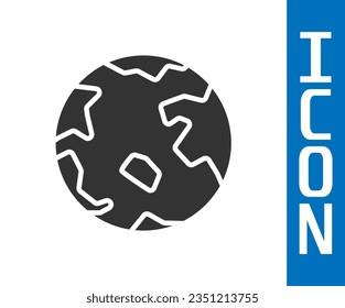 Grey Worldwide icon isolated on white background. Pin on globe.  Vector Illustration