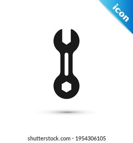 Grey Wrench spanner icon isolated on white background.  Vector