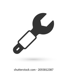 Grey Wrench spanner icon isolated on white background. Spanner repair tool. Service tool symbol.  Vector