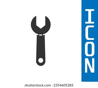 Grey Wrench spanner icon isolated on white background.  Vector Illustration