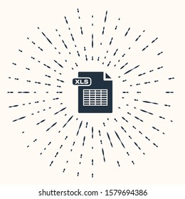 Grey XLS file document. Download xls button icon isolated on beige background. Excel file symbol. Abstract circle random dots. Vector Illustration