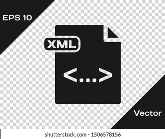 Grey XML file document. Download xml button icon isolated on transparent background. XML file symbol.  Vector Illustration