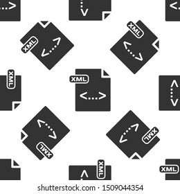 Grey XML file document. Download xml button icon isolated seamless pattern on white background. XML file symbol.  Vector Illustration