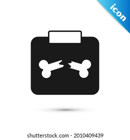 Grey X-ray shots with broken bone icon isolated on white background.  Vector