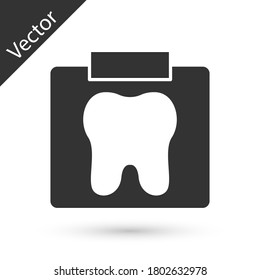 Rayos X grises del icono dental aislado en el fondo blanco. Radiografía dental. Imagen radiológica. Vector.
