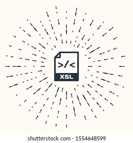 Grey XSL file document. Download xsl button icon isolated on beige background. Excel file symbol. Abstract circle random dots. Vector Illustration