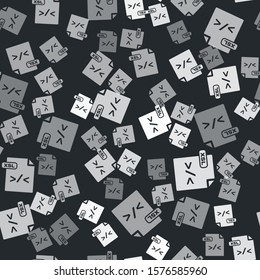 Grey XSL file document. Download xsl button icon isolated seamless pattern on black background. Excel file symbol.  Vector Illustration