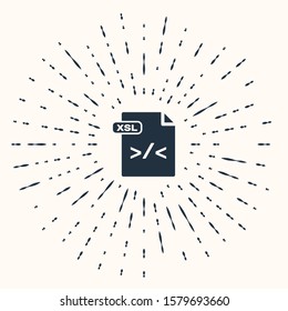 Grey XSL file document. Download xsl button icon isolated on beige background. Excel file symbol. Abstract circle random dots. Vector Illustration