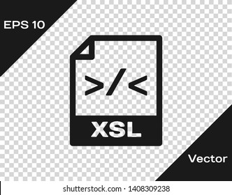 Grey XSL file document icon. Download xsl button icon isolated on transparent background. Excel file symbol. Vector Illustration