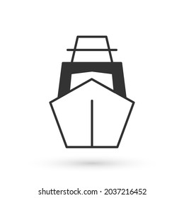 Grey Yacht sailboat or sailing ship icon isolated on white background. Sail boat marine cruise travel.  Vector