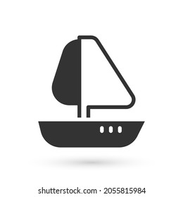 Grey Yacht sailboat or sailing ship icon isolated on white background. Sail boat marine cruise travel.  Vector