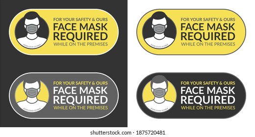 Grey And Yellow Banners Face Covering Required Vector Illustration Design