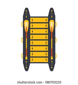 Grey And Yellow Catamaran With Two Peddles, Part Of Boat And Water Sports Series Of Simple Flat Vector Illustrations