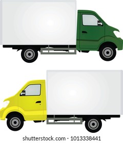 Grey and yellow delivery truck. vector illustration