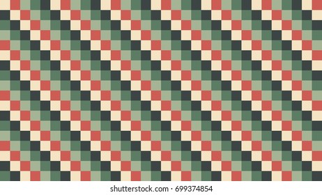 Grey, Yellow, Red, Green Vector Vintage Checker Pattern for Background