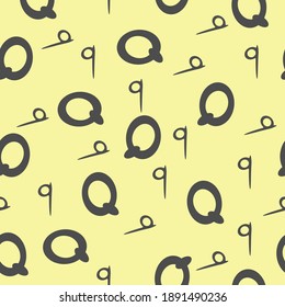 Grey and yellow seamless pattern with the letter P. Background in minimalist style. Hand drawn for fabric, wallpaper, poster and bed linen. Vector illustration.
