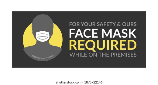 Grey And Yellow Sticker Face Covering Required Vector Illustration Design