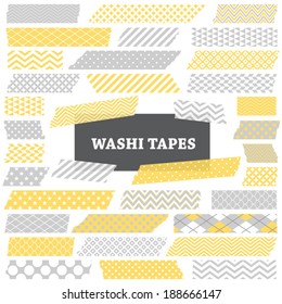 Collection Black White Washi Tape Strips Stock Vector (Royalty