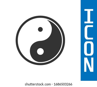 Grey Yin Yang symbol of harmony and balance icon isolated on white background.  Vector Illustration