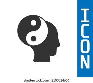 Grey Yin Yang symbol of harmony and balance icon isolated on white background.  Vector